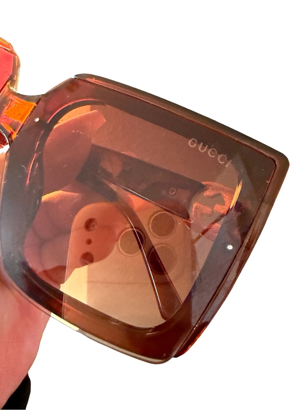 Gucci Women's Amber Brown Oversized Square Sunglasses - Picture 6 of 6